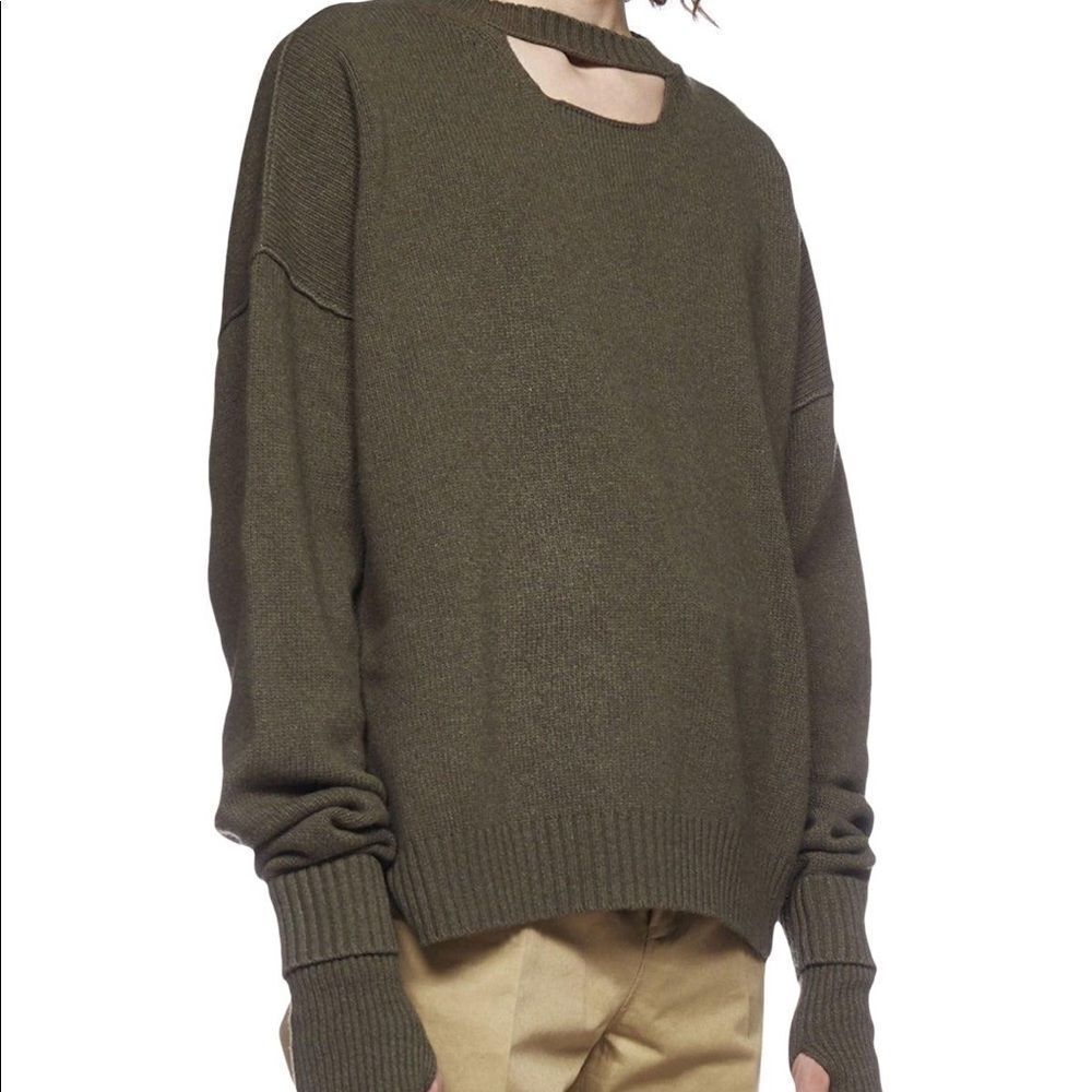 Ambush Sweater Oversized Logo Wool Knit Crewneck Pullover Green‎ Sz M Unisex
